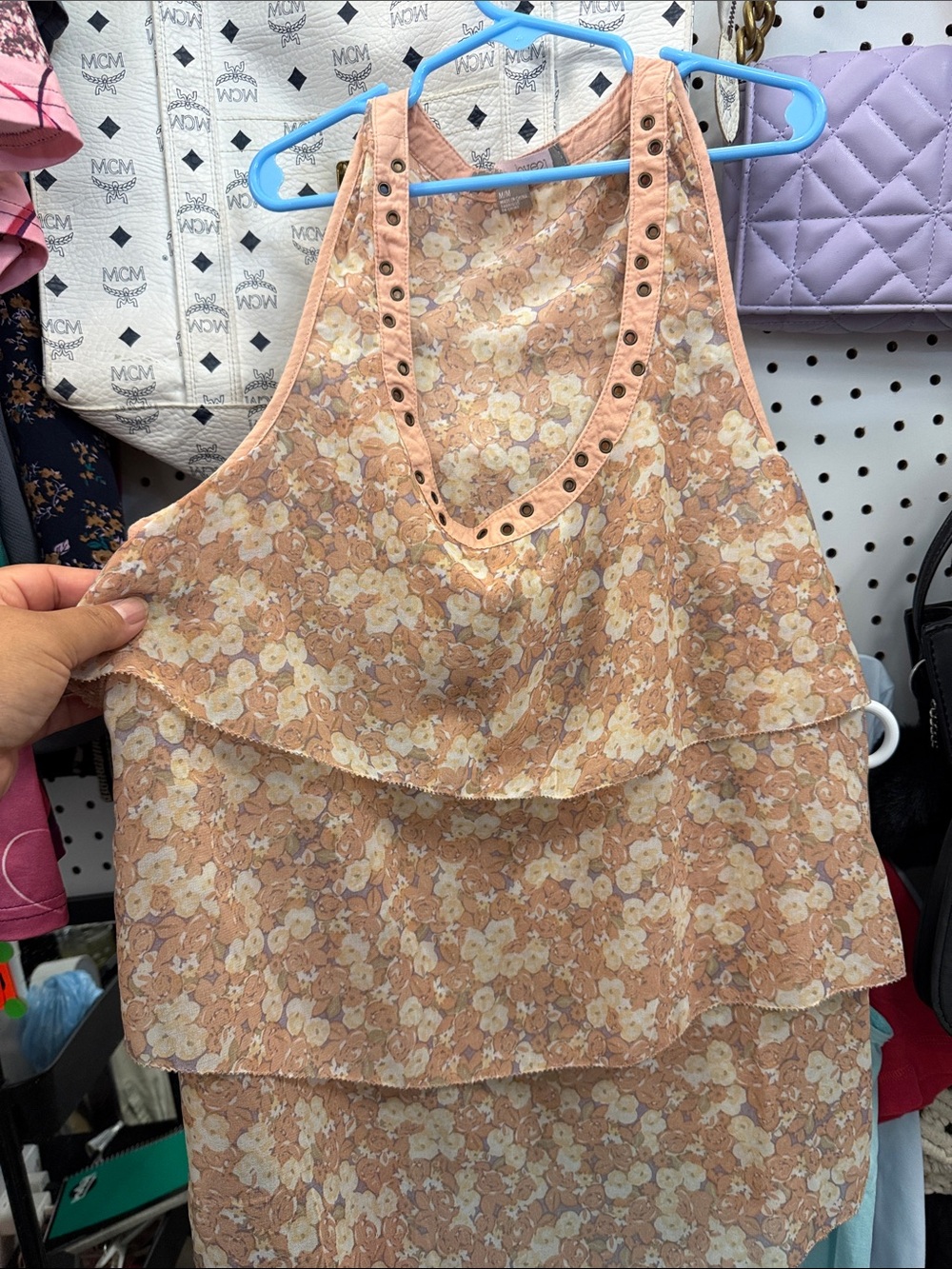 Forever 21 Peach Floral Tiered Ruffle Camisole